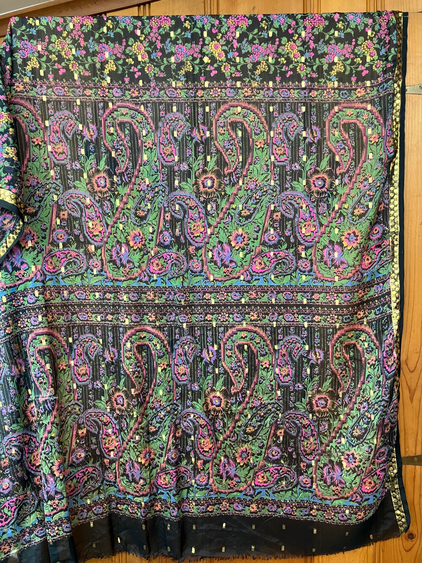 Multicolor Printed Sari Fabric - 5 1/3 yards