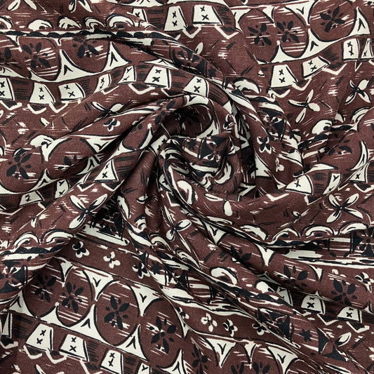 Brown Geometric Rayon - 2 yards