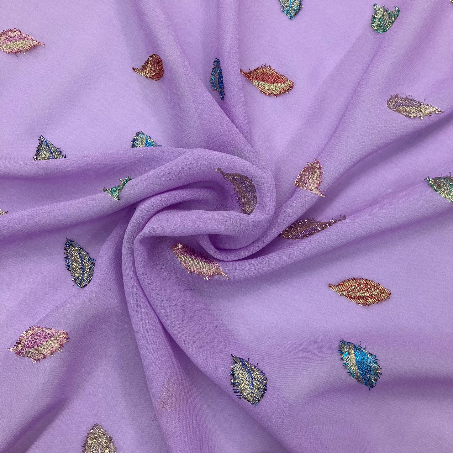 Leafy Embroidered Sheer Silk - 2 yards