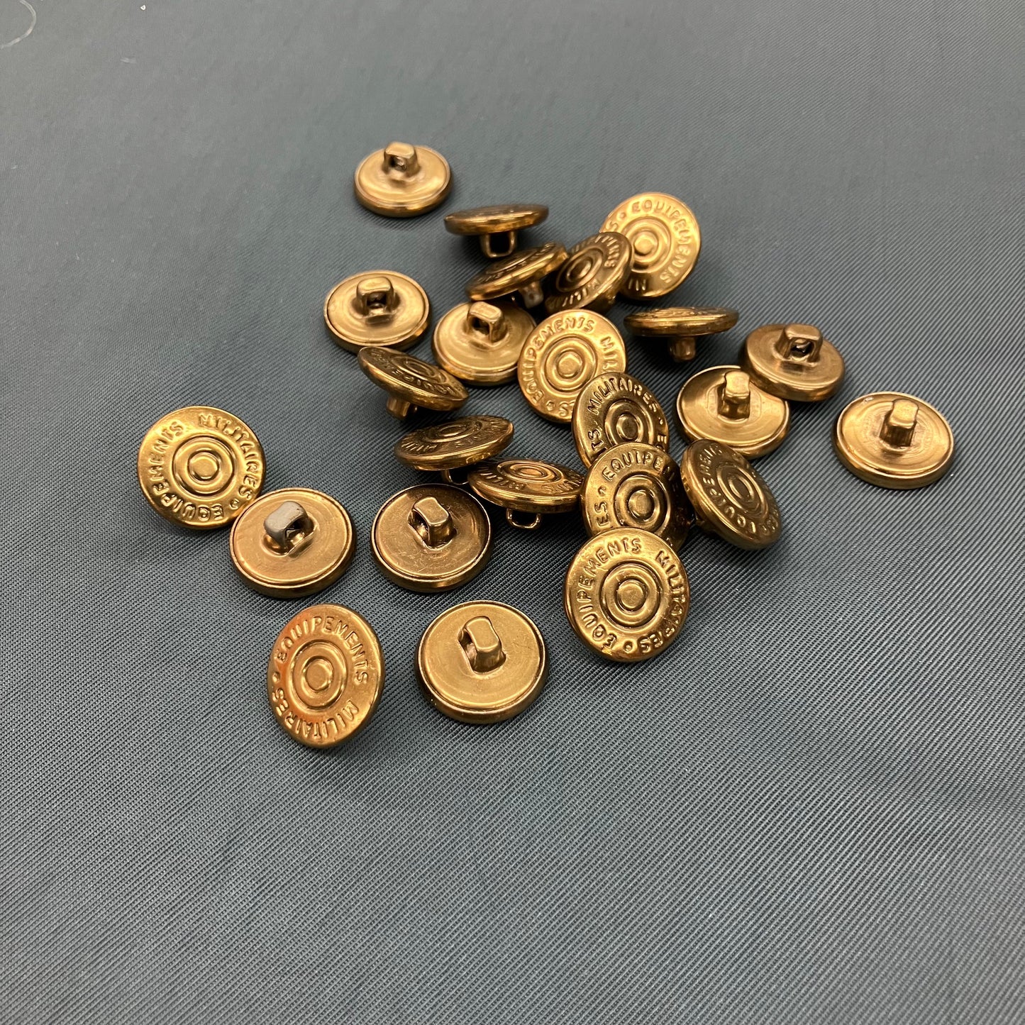 Brass-Toned Shank Buttons - set of 24