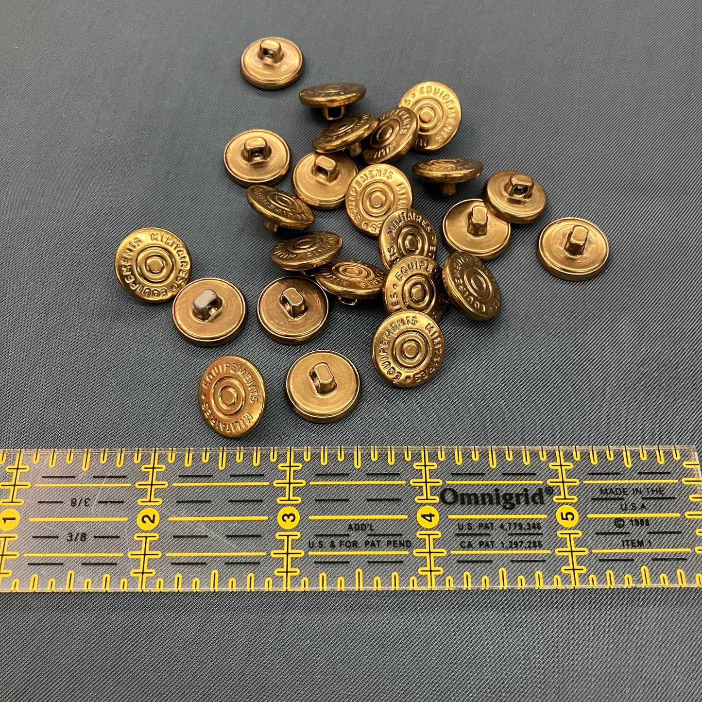 Brass-Toned Shank Buttons - set of 24