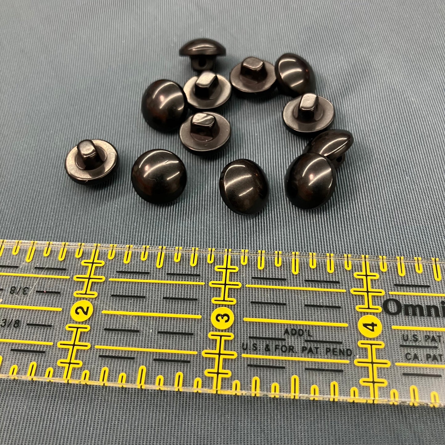 Shiny Black Dome Buttons - set of 12