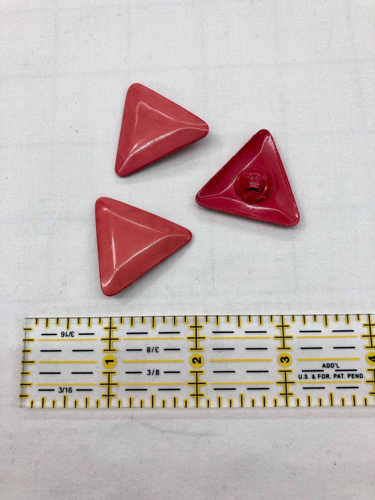 Triangular Red Buttons - set of 3