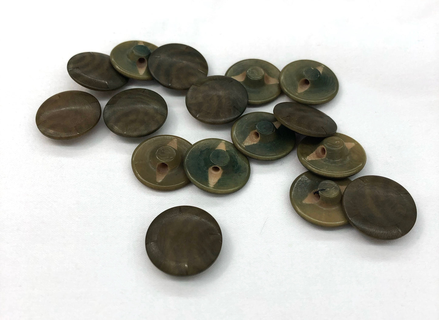 Greenish-beige vintage buttons - set of 16