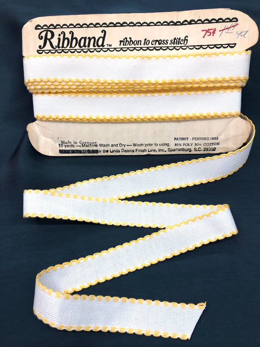 Yellow/White Cross-Stitch Ribbon  - two lengths available