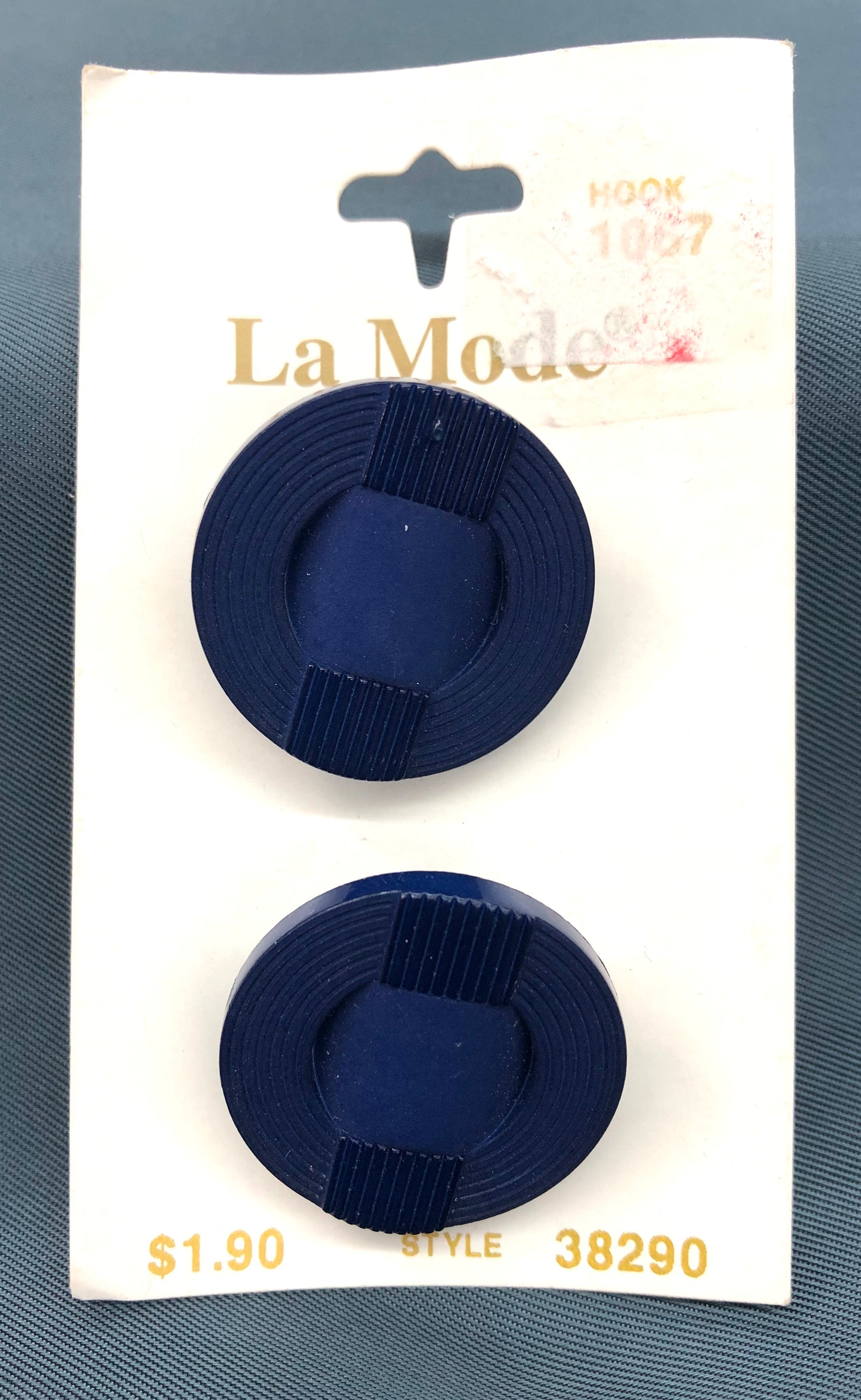 Navy Woven-look Buttons, set of 2, 1 1/8" wide