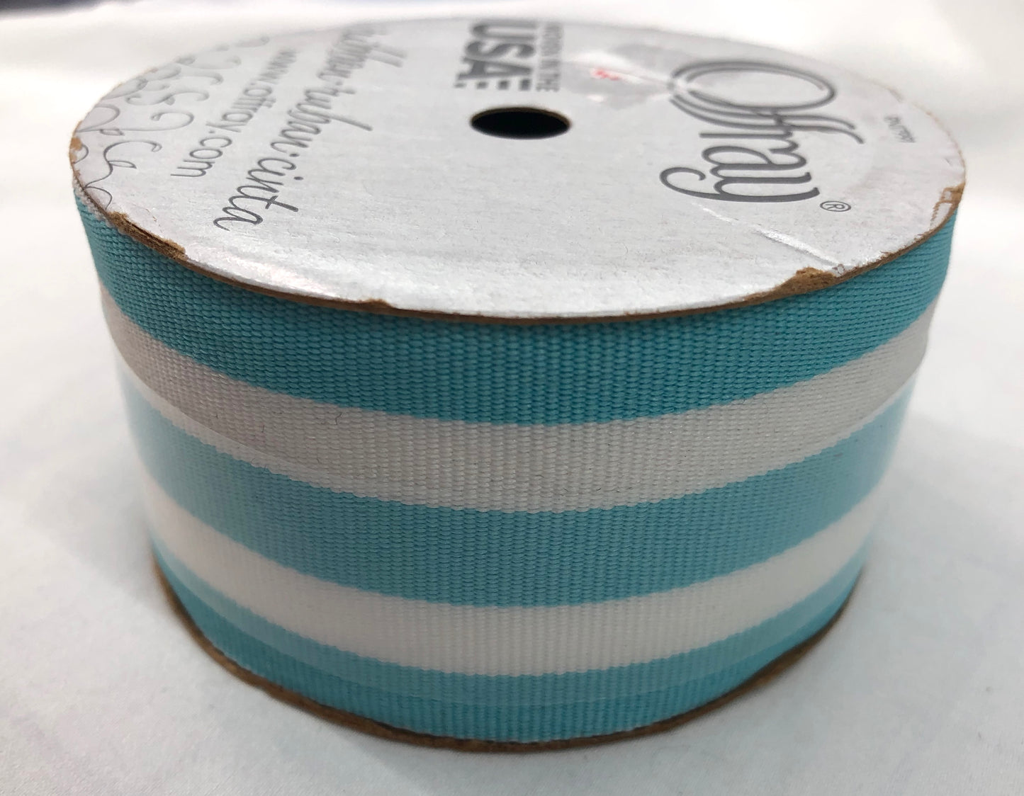 Ribbon - aqua and white striped