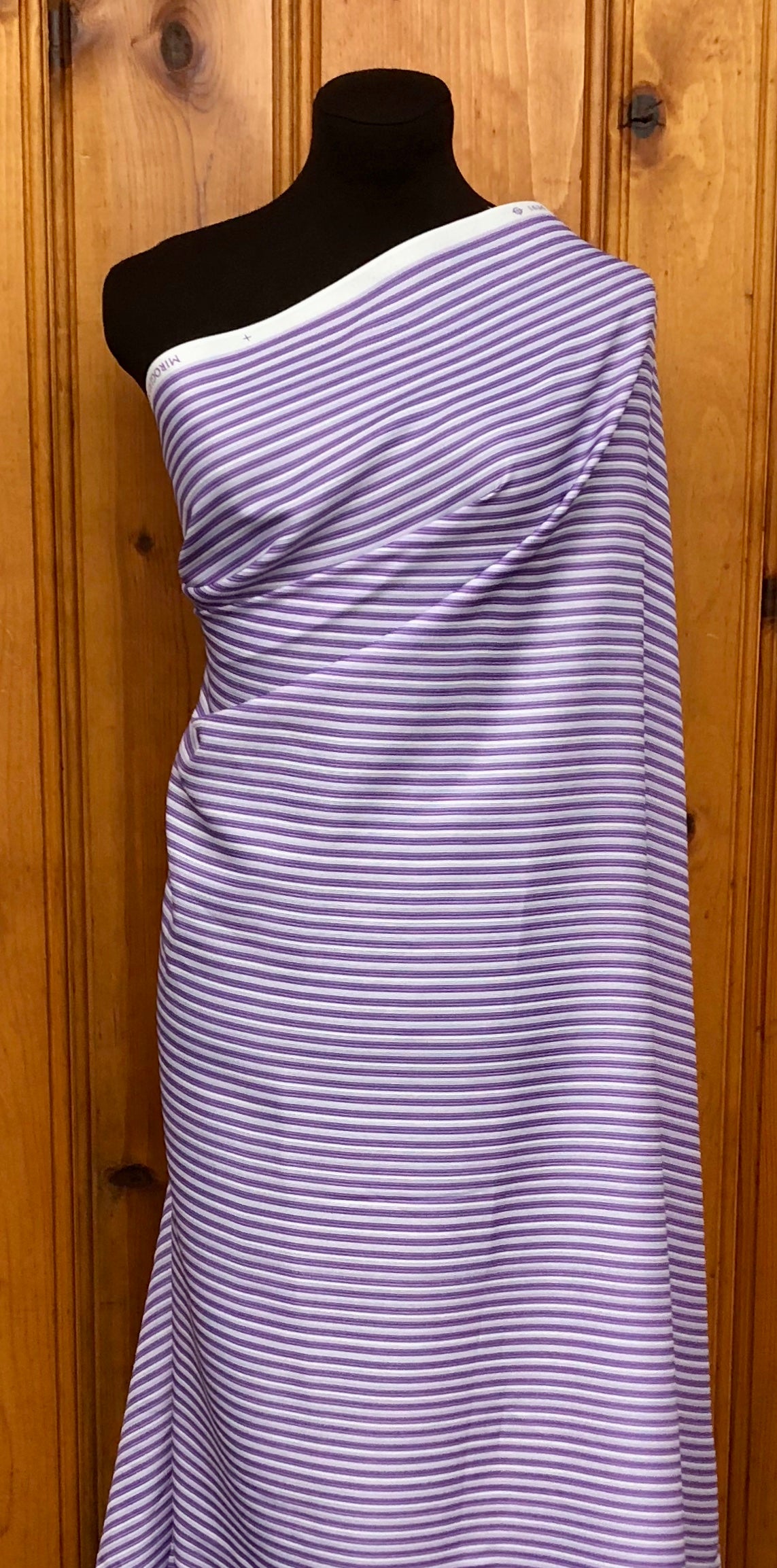 Purple Striped Poly Shirting - 2 yards