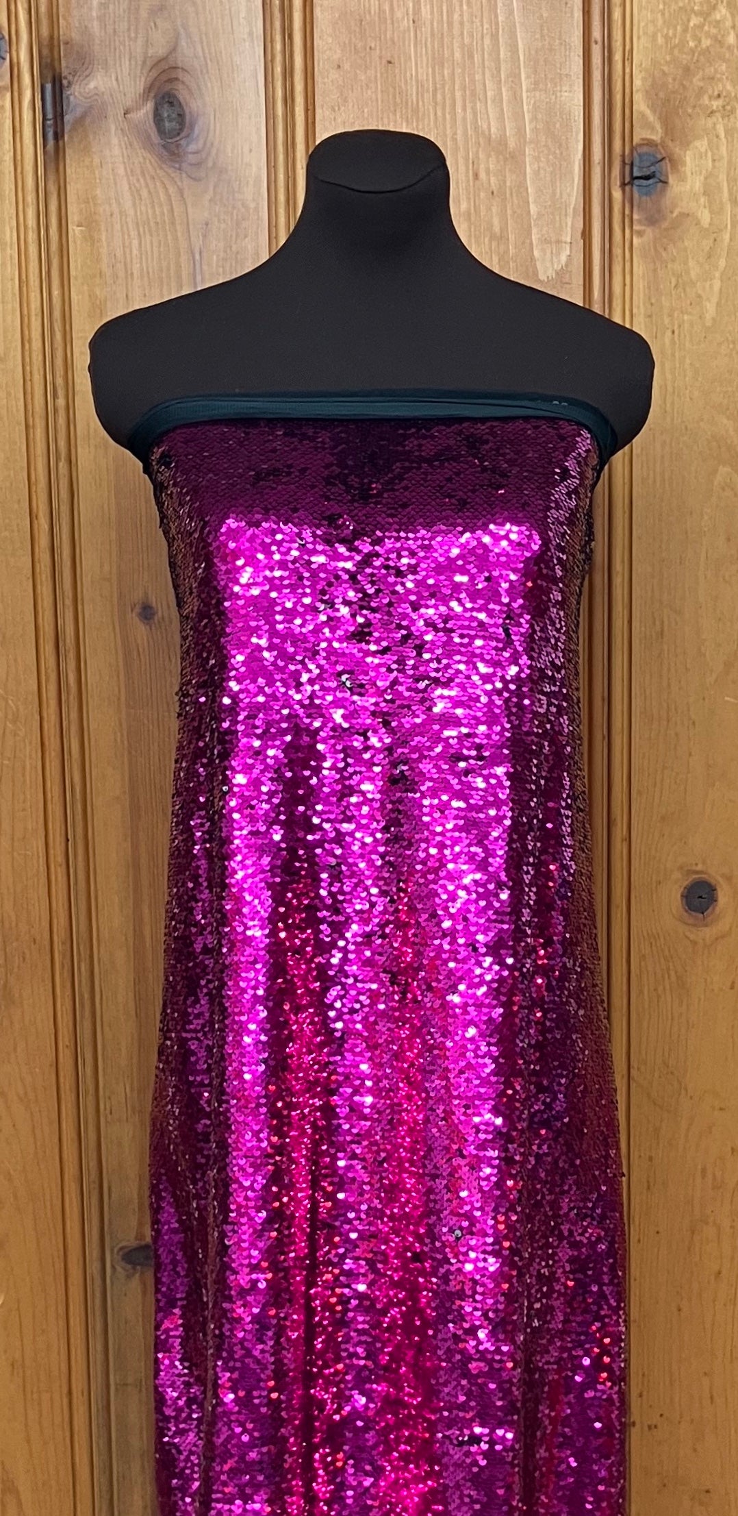 Flashy Fuschia Sequins - 1 partial yard