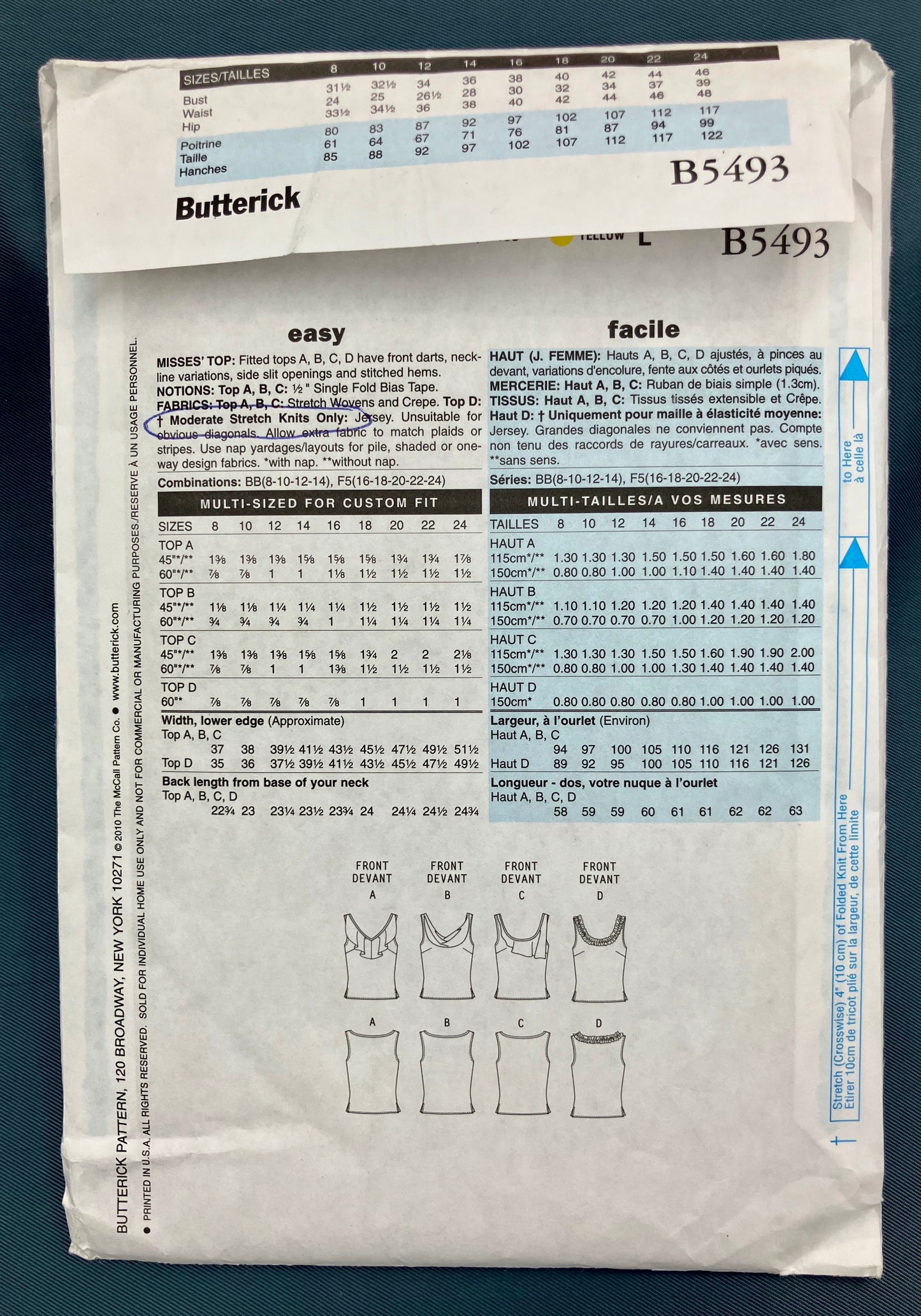 Pattern - Misses' Top - Sizes 8-14