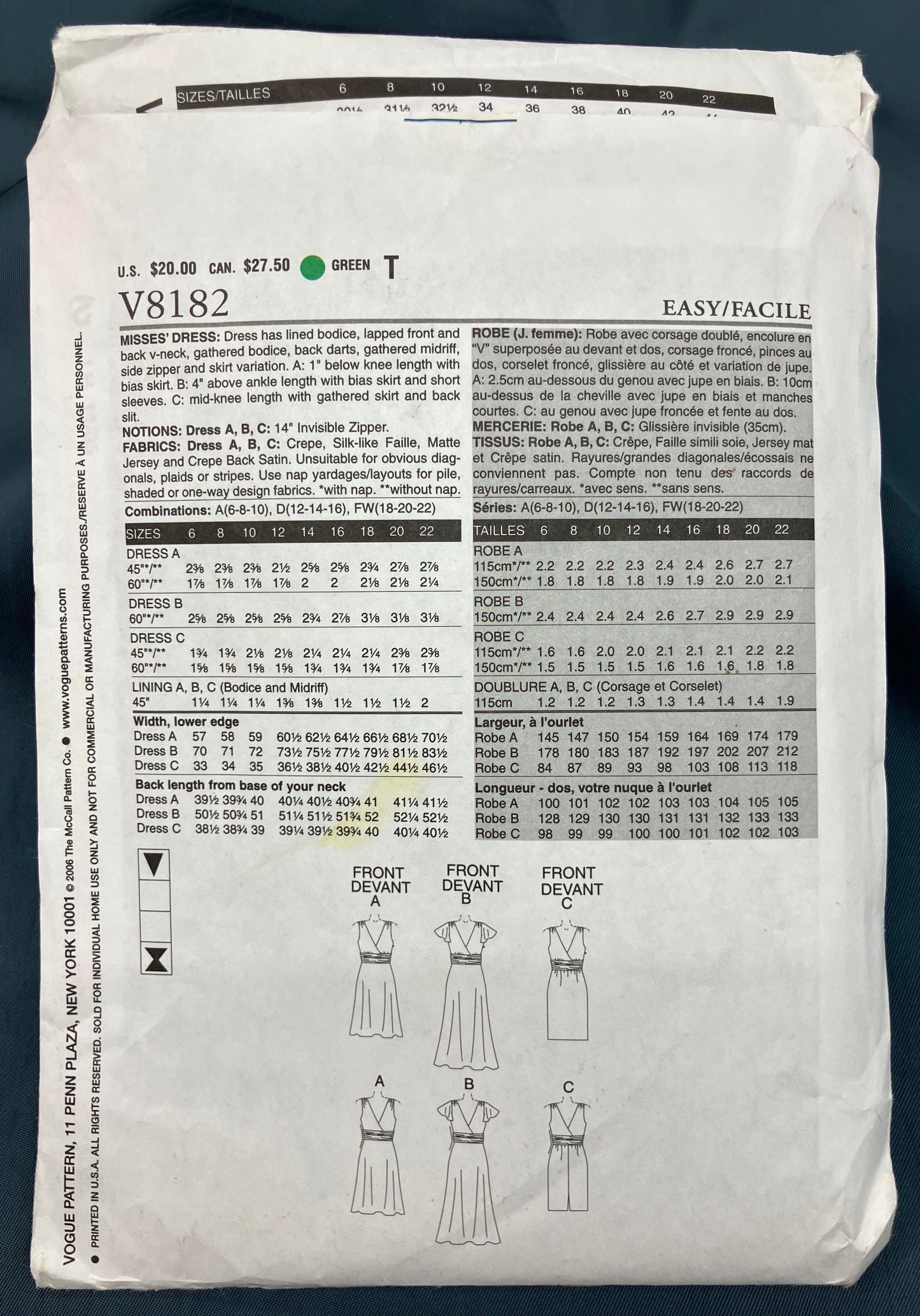 Pattern - Misses' Dress - Sizes 12-16