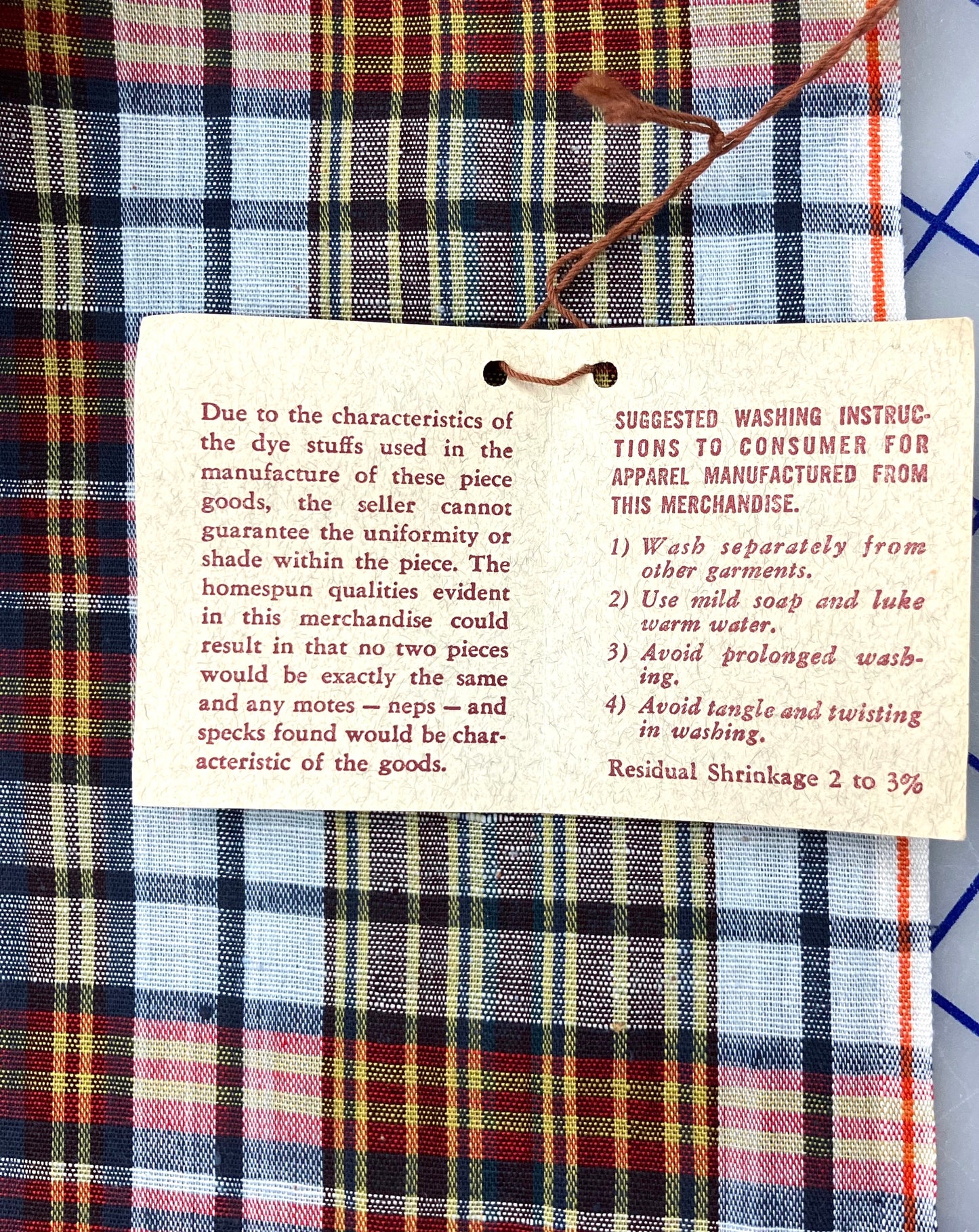 Madras-Style Plaid Cotton - 2 yards