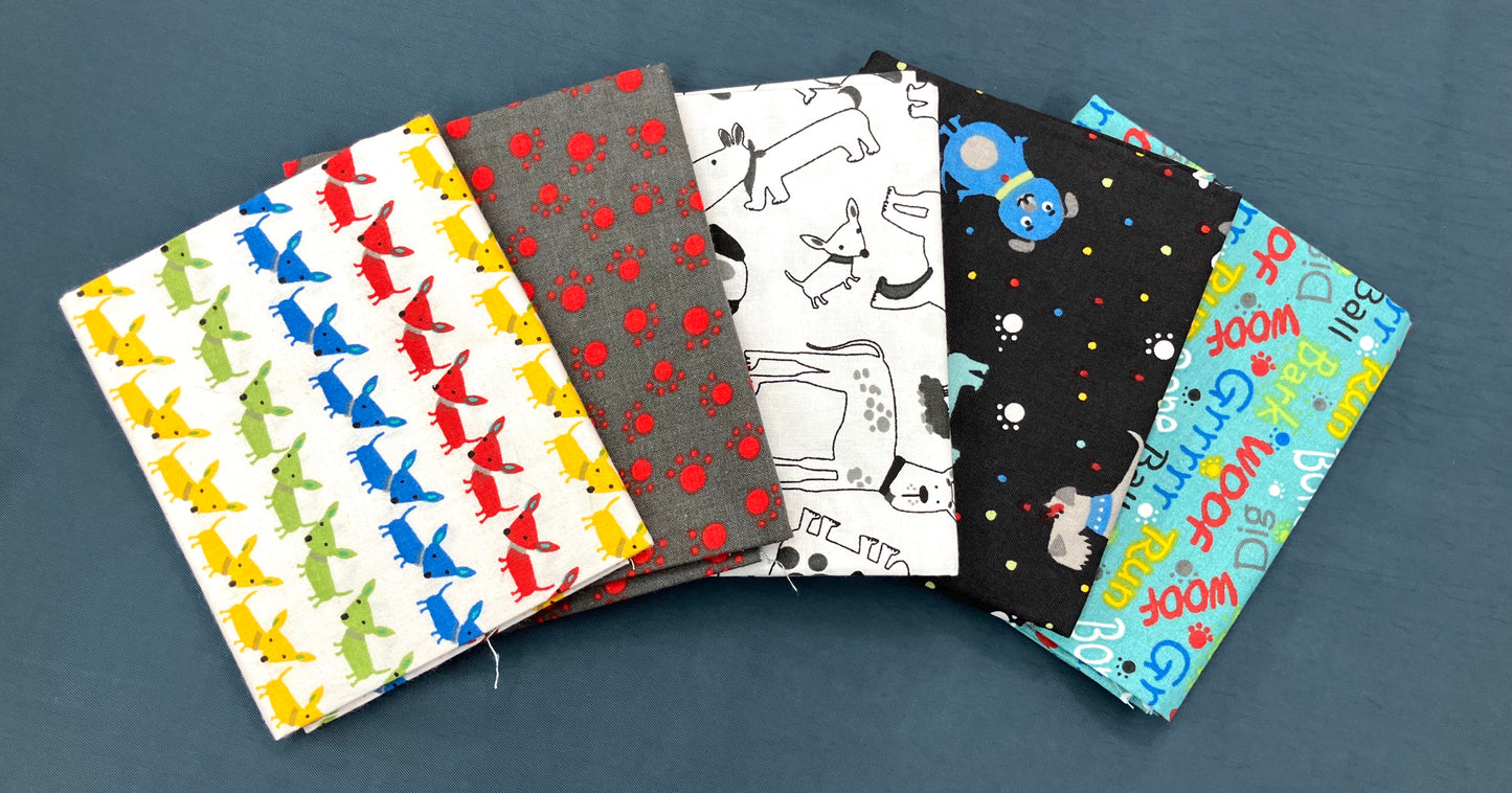 Quilting Bundle - Bright Pups - 5 Fat Quarters