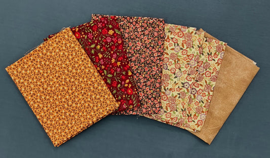 Quilting Bundle - Red/Gold Florals - 6 Fat Quarters