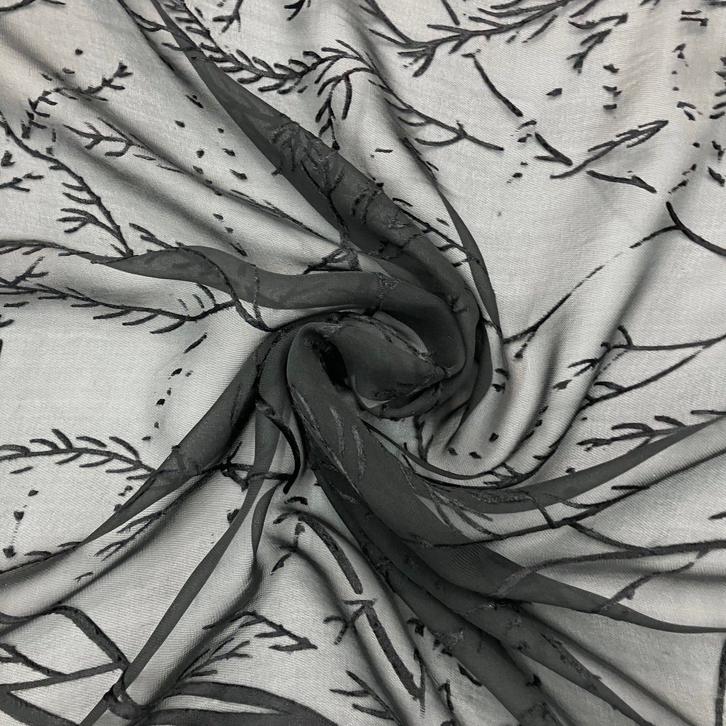 Black Burnout Silk Chiffon - 2 yards