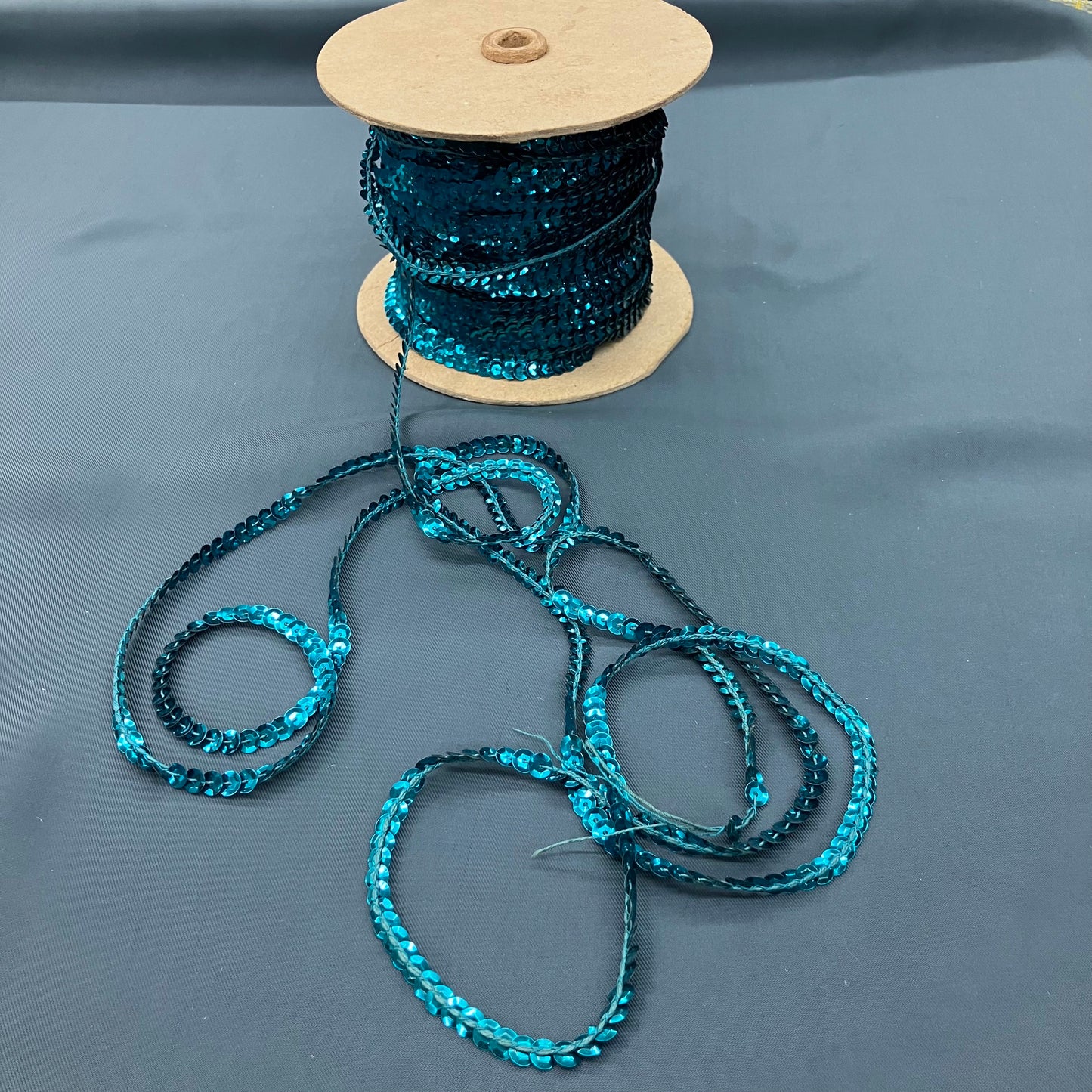 Teal Skinny Sequin Trim - 10-yard cuts