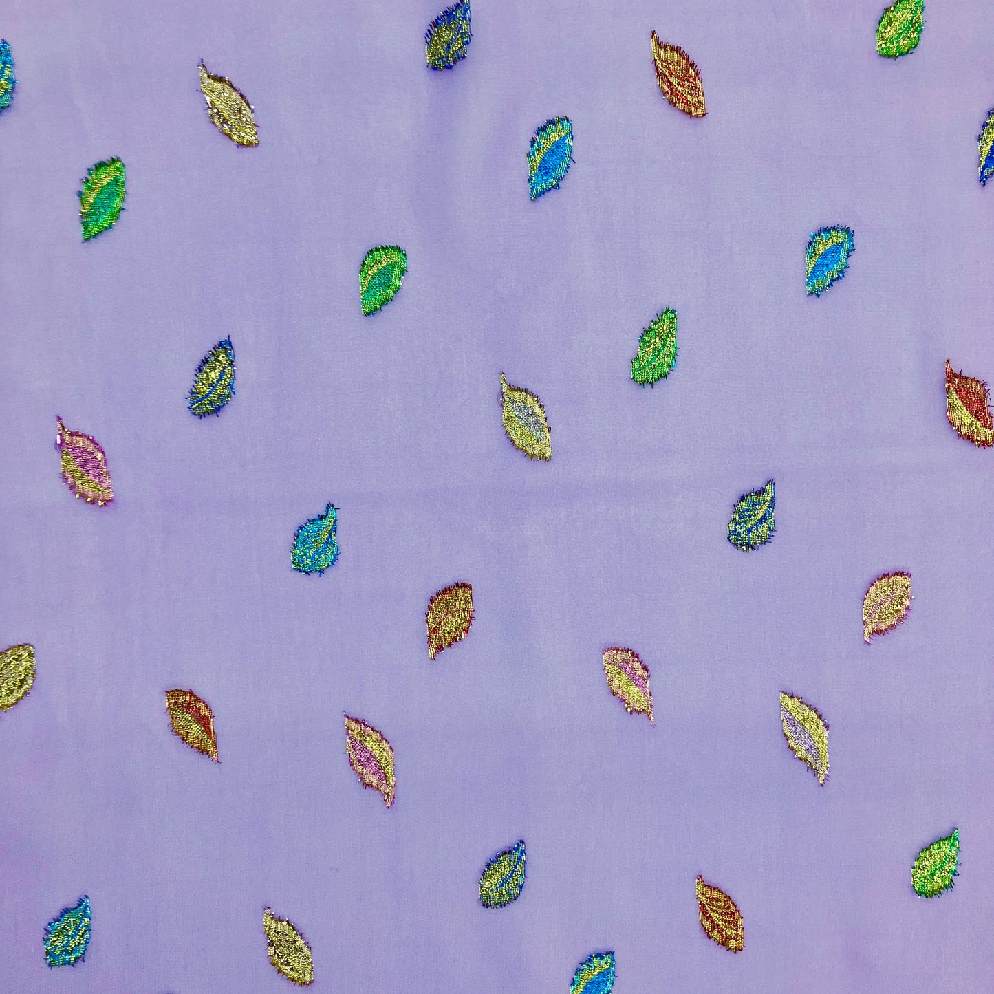 Leafy Embroidered Sheer Silk - 2 yards