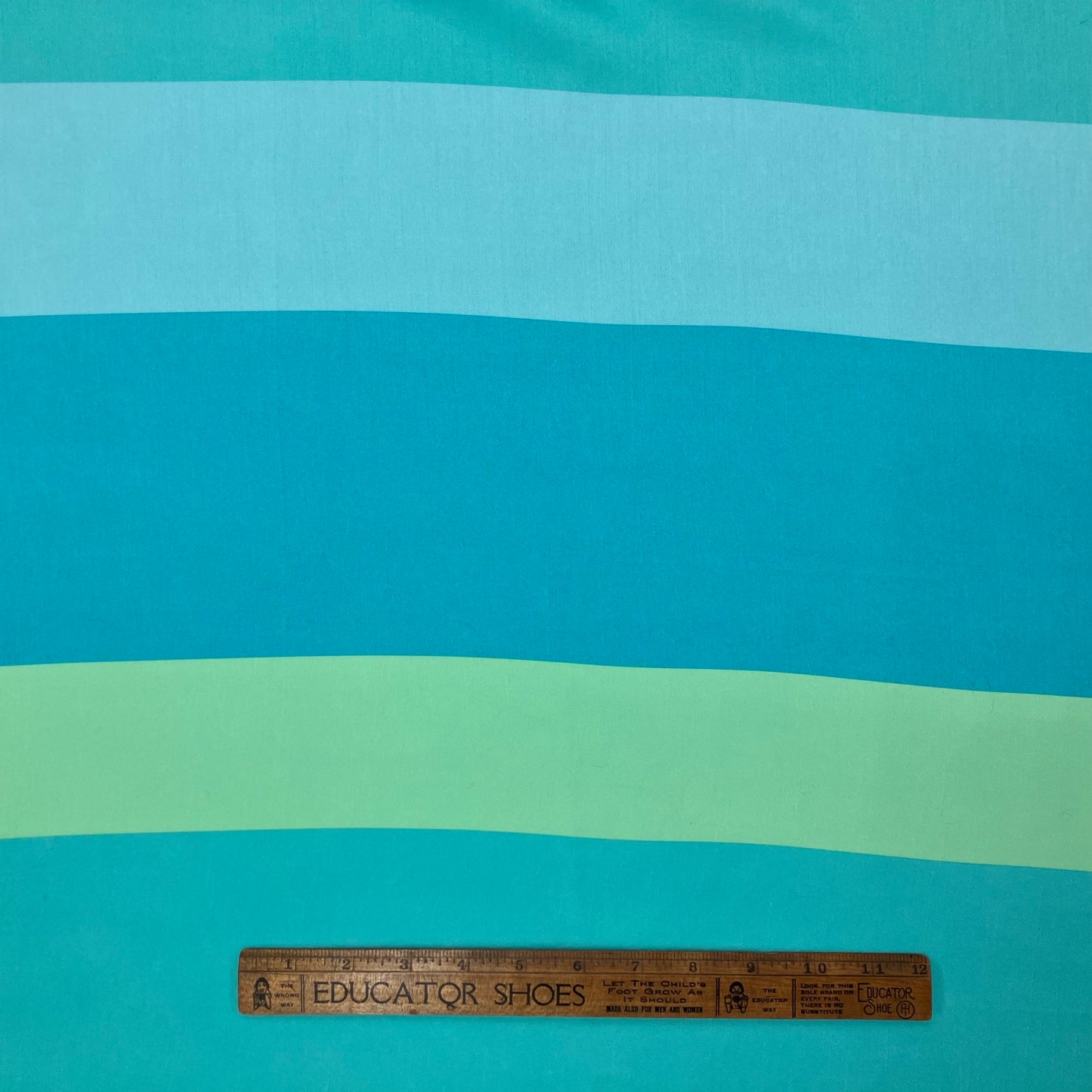 Aqua-toned awning stripe curtain panels - 4 yards total