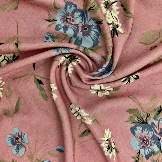 Dusty Pink Rayon Floral - 1 1/3 yard