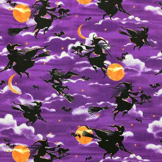 Witchy Halloween Fabric - 7/8 yard