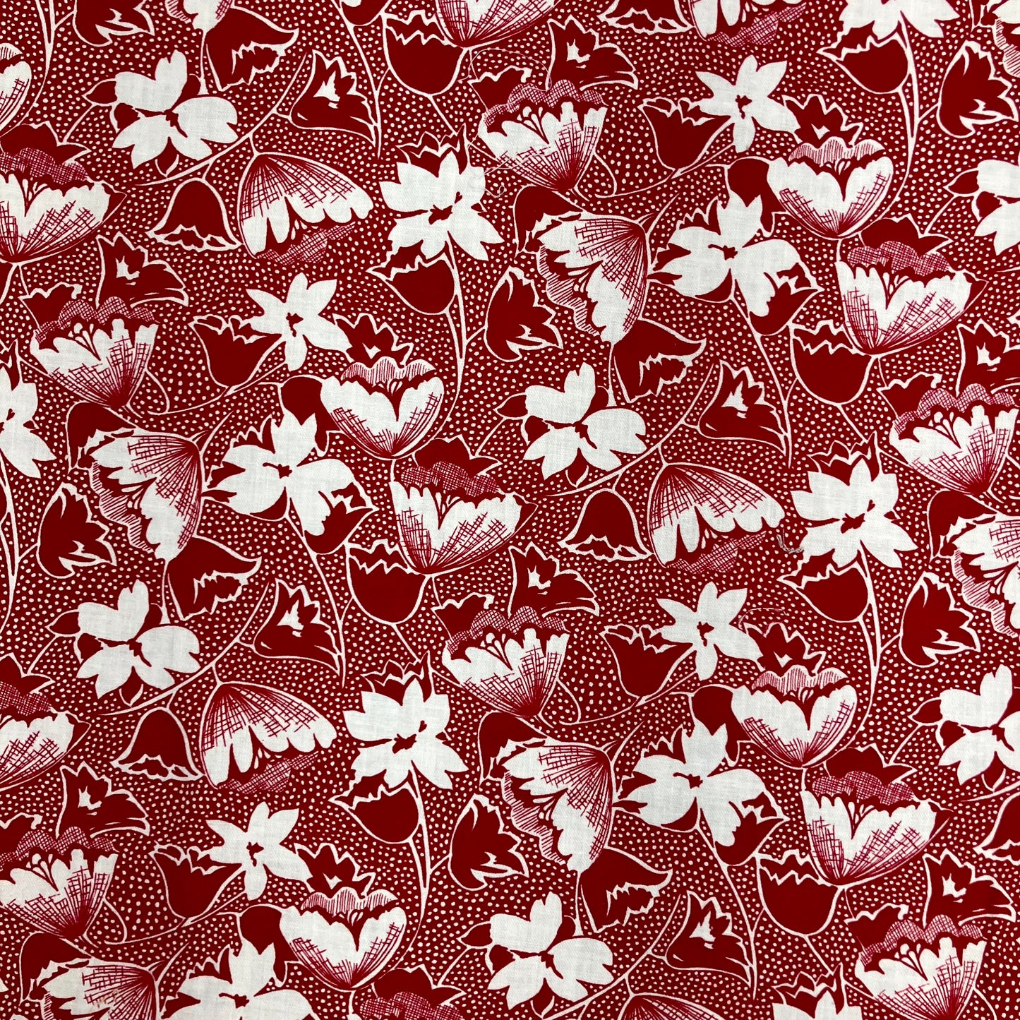 Linen-Like Vintage Red Print - 3 yards